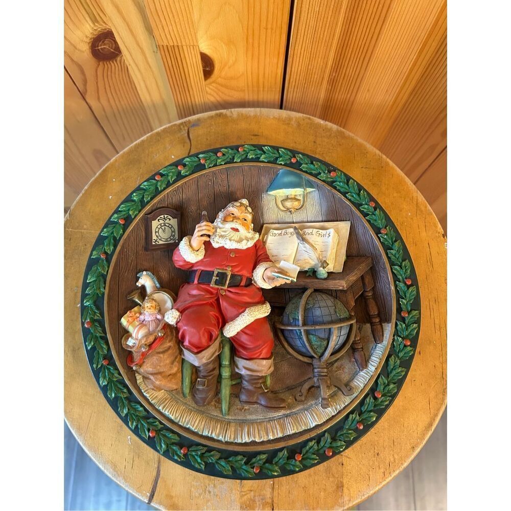 Vtg COCA COLA 3D Christmas Plate Santa Claus Good Boys Girls Sundblom 1994 Herit